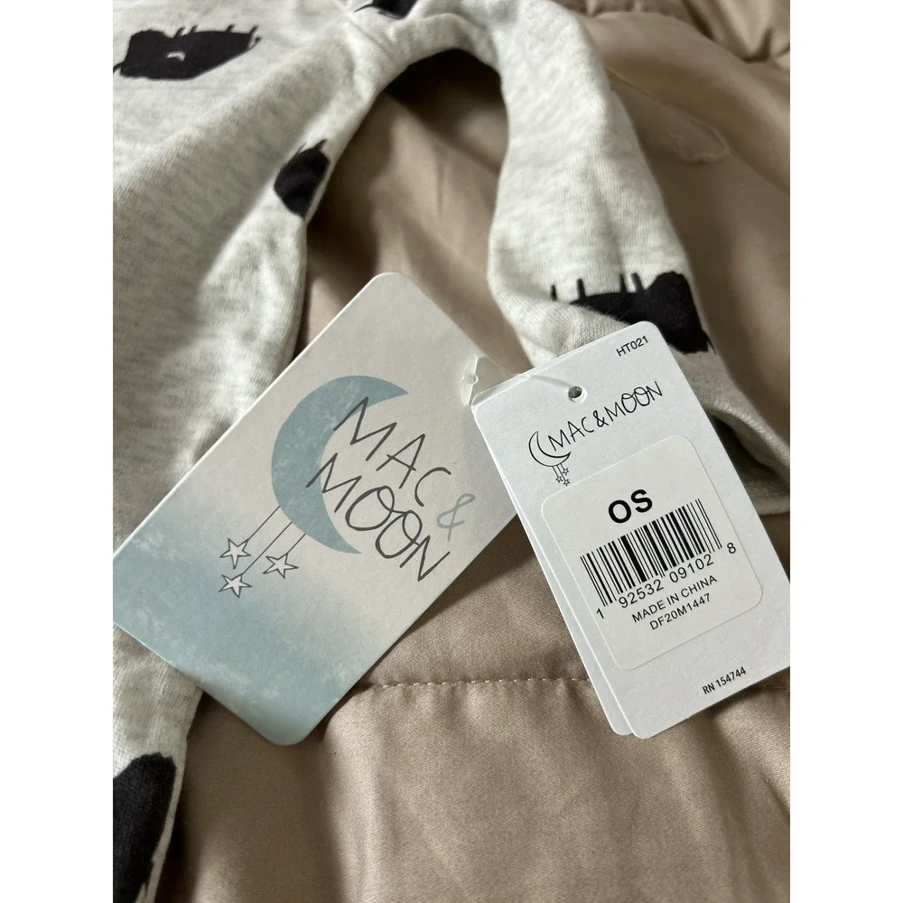 Mac and Moon Baby Knotted Gown Gray Black Buffalo Bison Print OS DF20M1447‎